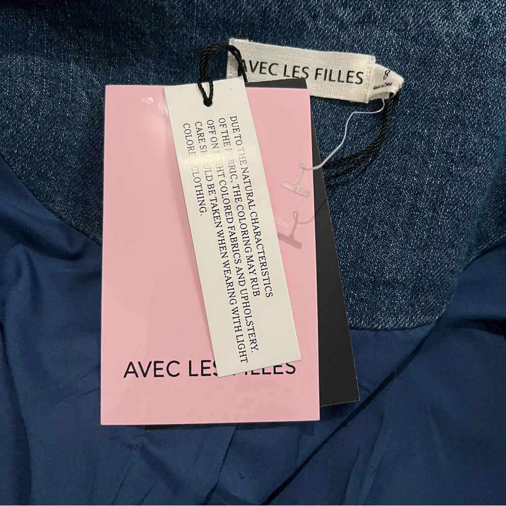 Avec Les Filles NWT Blue Denim Western Long Sleeve Dress Size 8 - Picture 6 of 7